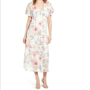 LEITH Floral Print Midi Dress